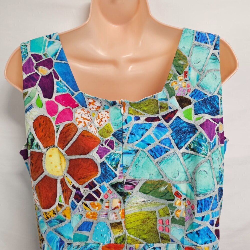 Simply Art by Dolcezza Floral Landscape Abstract Art Midi Dress Women Size L - Picture 7 of 11